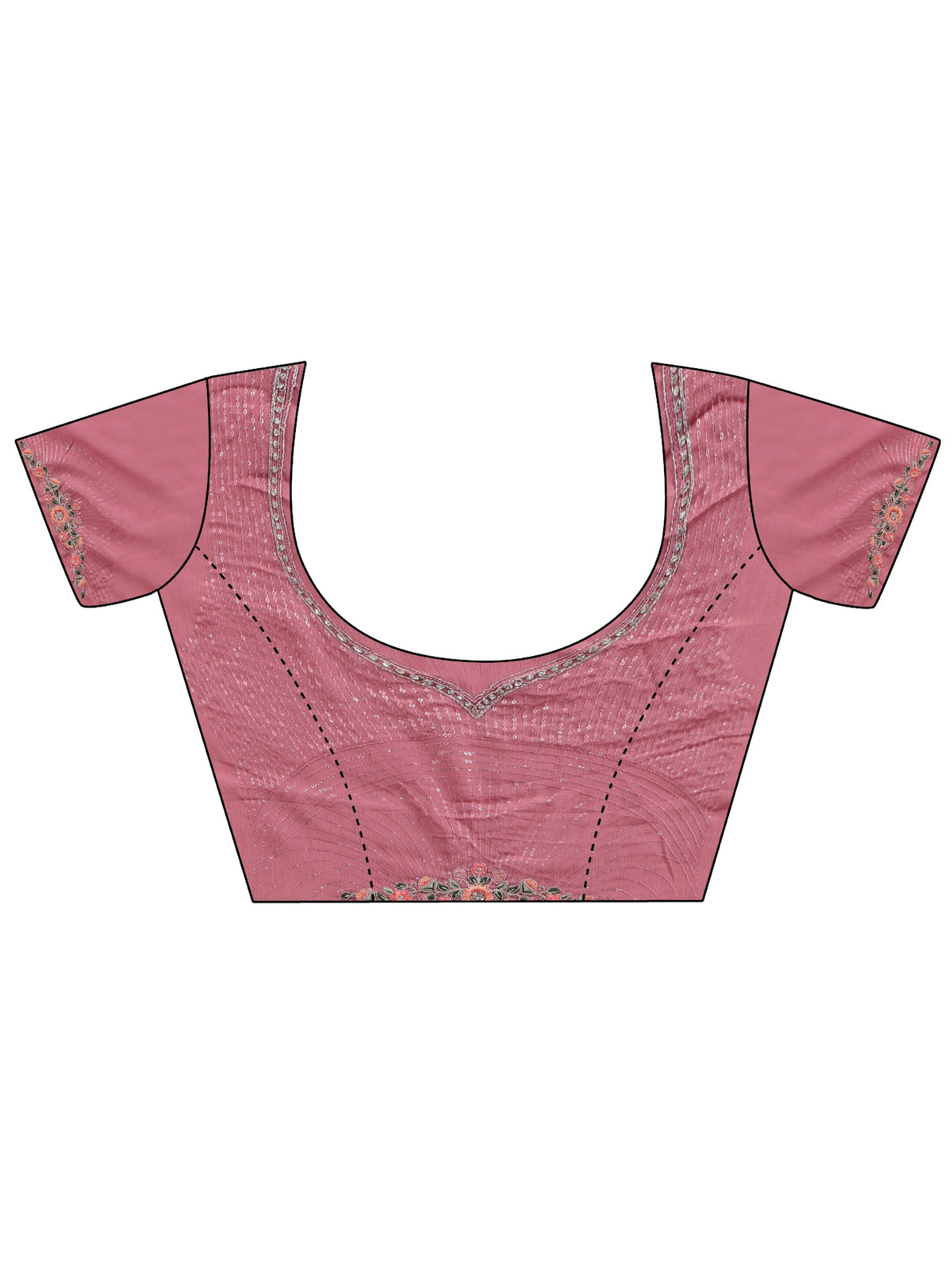 Anouk Dusty Rose Pink Sequin Embellished Chiffon Saree with Floral Border
