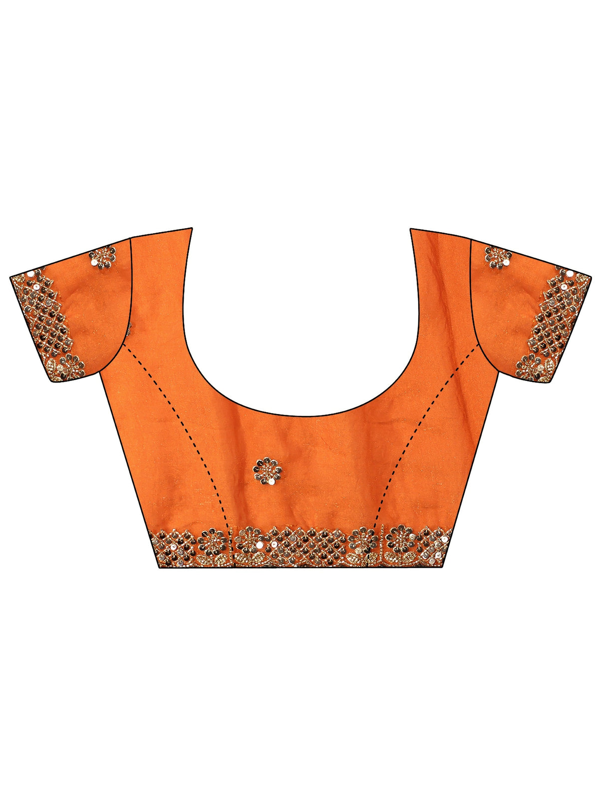 Anouk Art Orange Embellished Tissue Saree