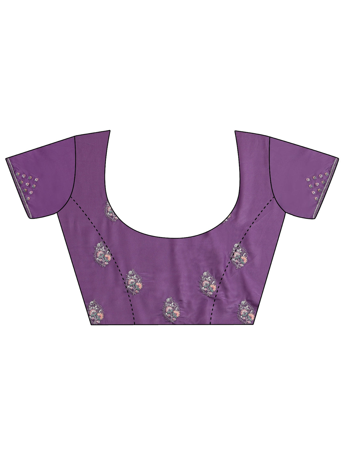 Anouk Purple Embroidered Satin Saree