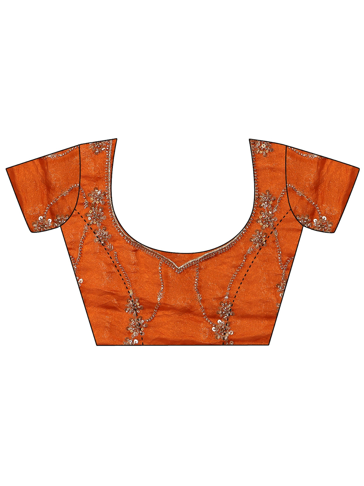 Anouk Art Orange Embellished Tissue Saree