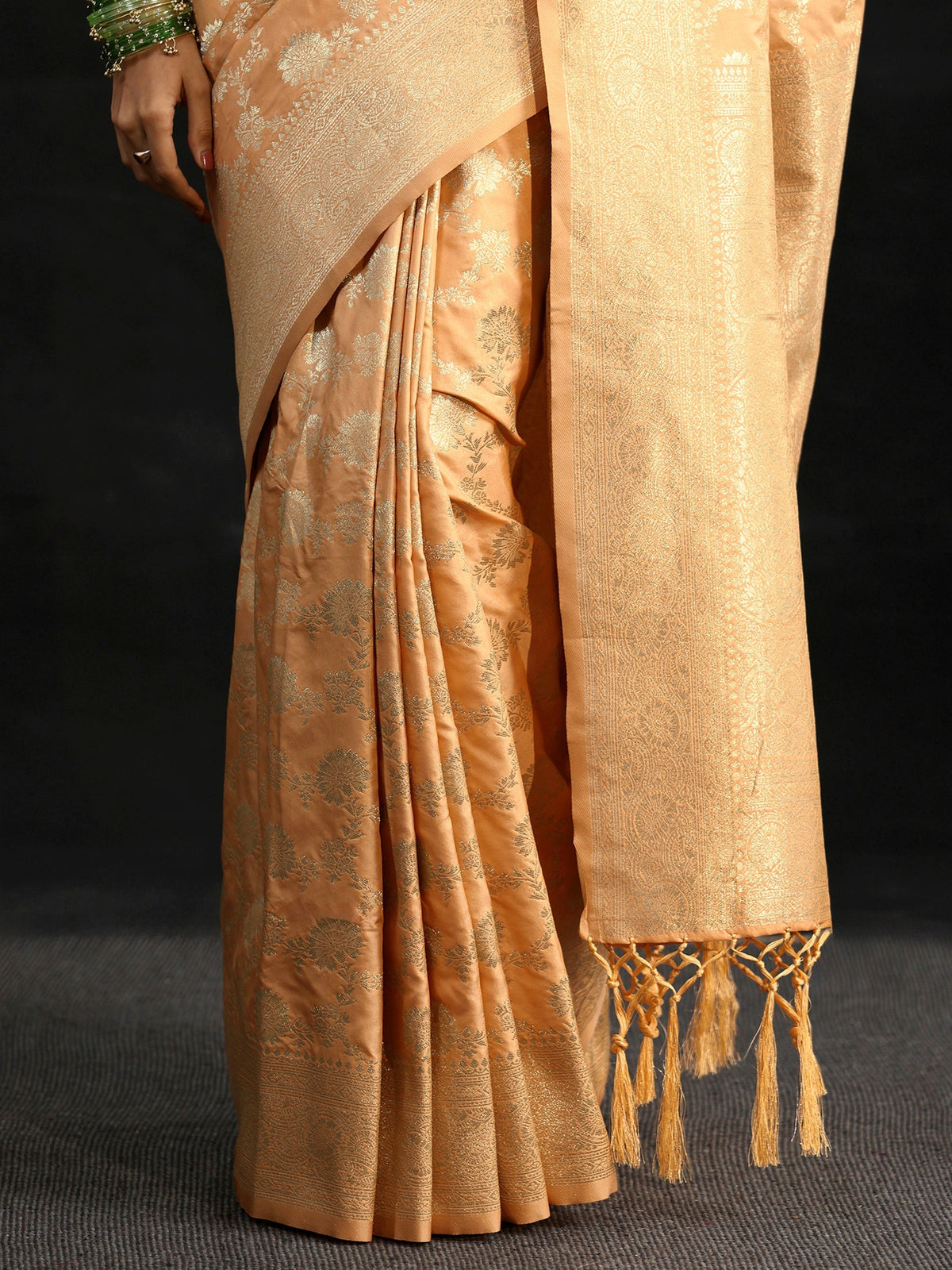 Anouk Gold Banarasi Silk Blend Saree