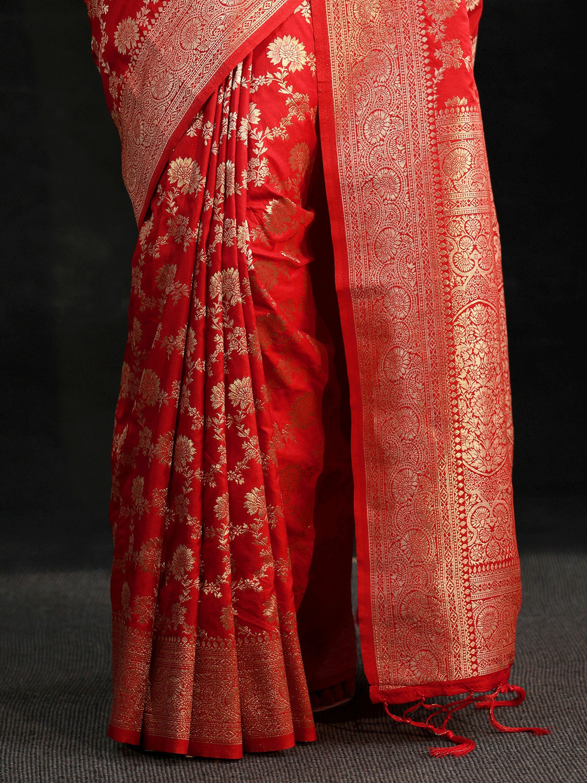 Anouk Vermilion Red Banarasi Silk Blend Saree