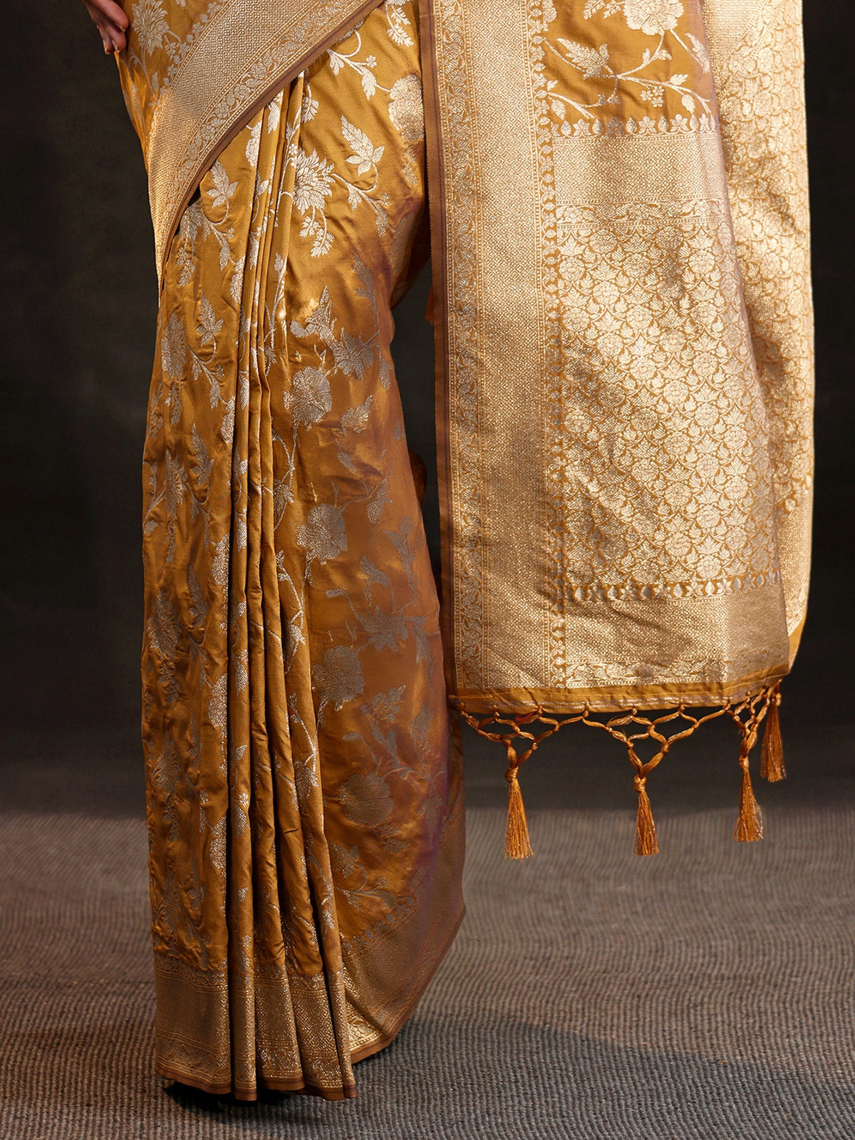 Anouk Mustard Banarasi Silk Blend Saree