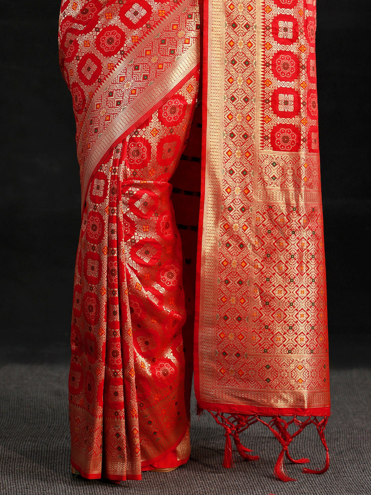 Anouk Vermilion Red Banarasi Silk Blend Saree