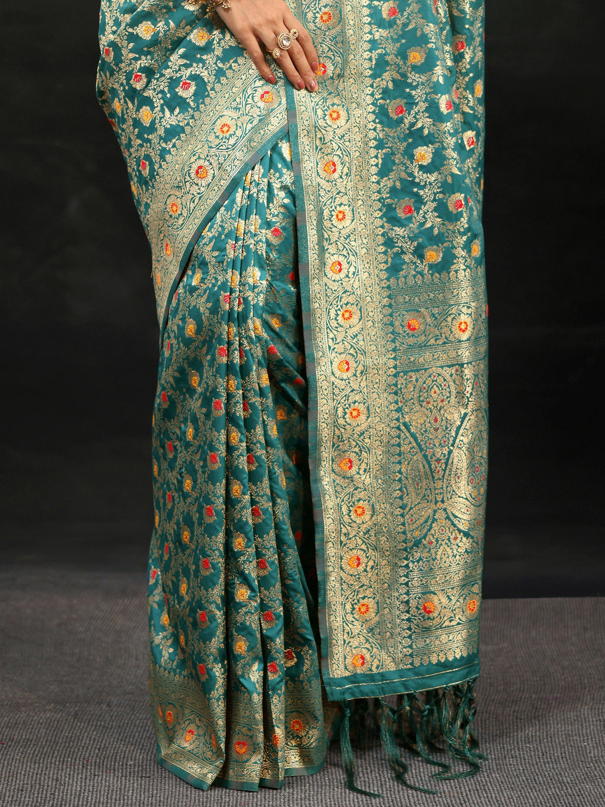 Anouk Teal Green Meenakari Banarasi Silk Blend Saree
