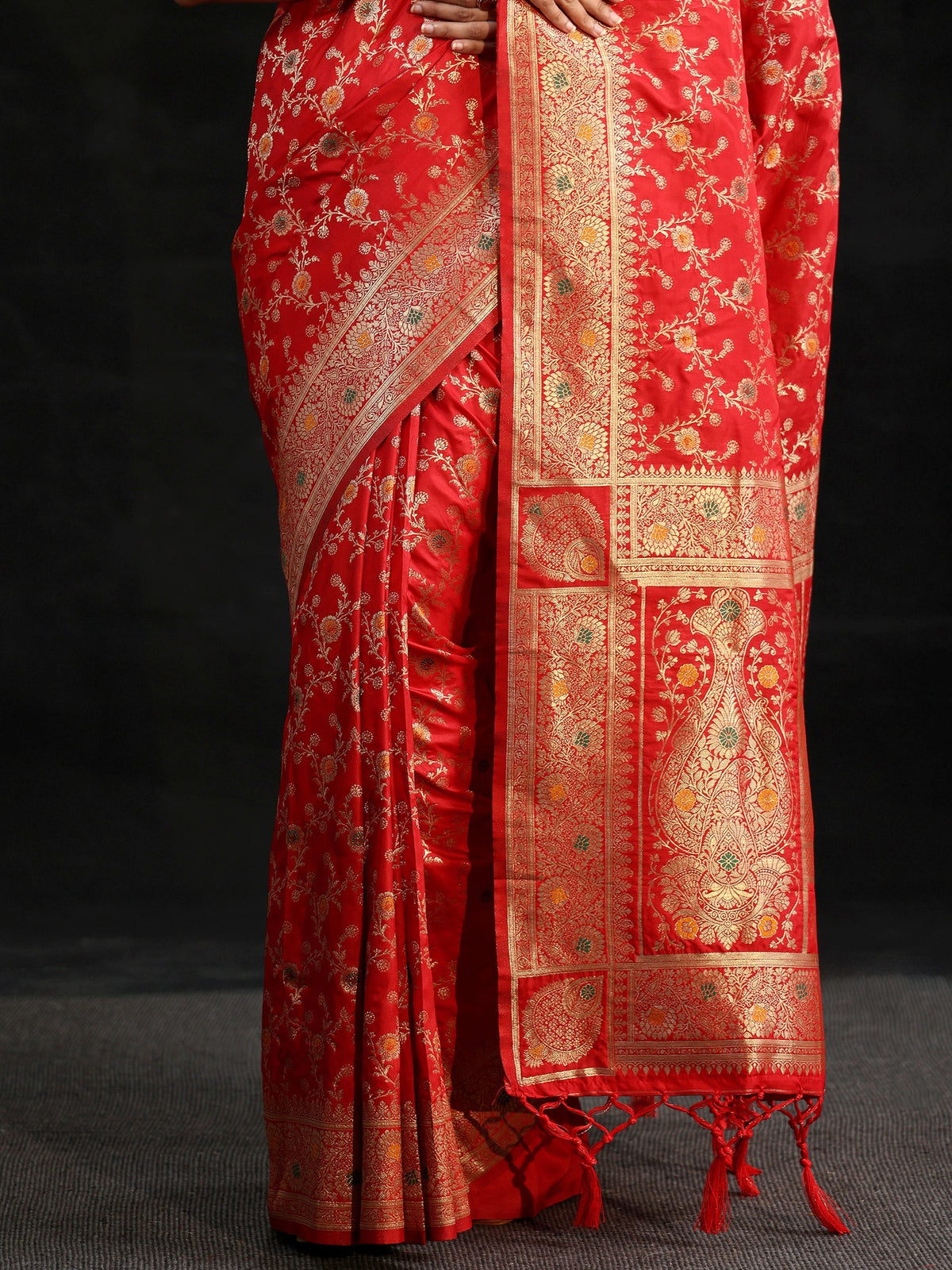 Anouk Vermilion Red Meenakari Banarasi Silk Blend Saree
