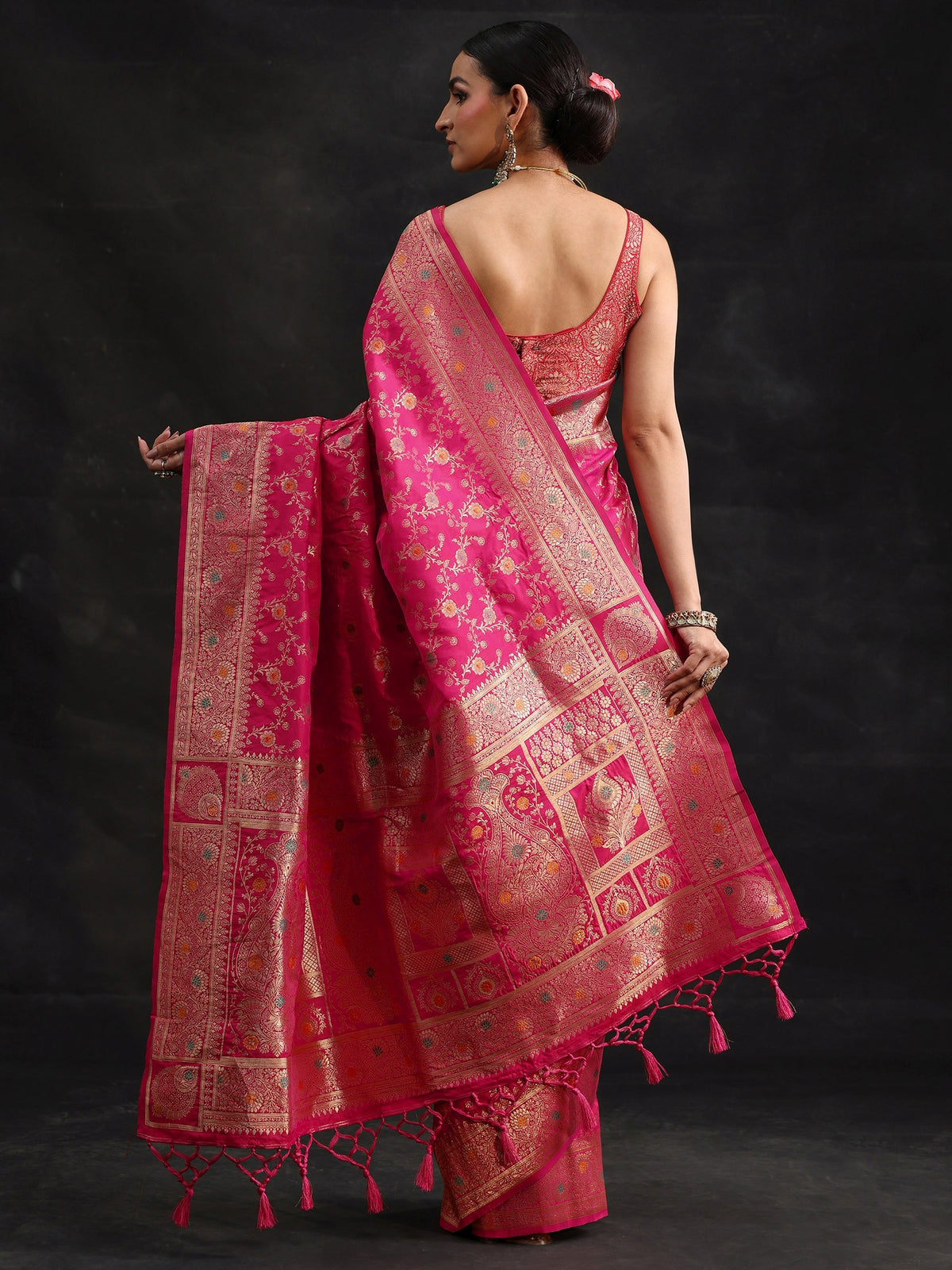 Anouk Rani Pink Meenakari Banarasi Silk Blend Saree