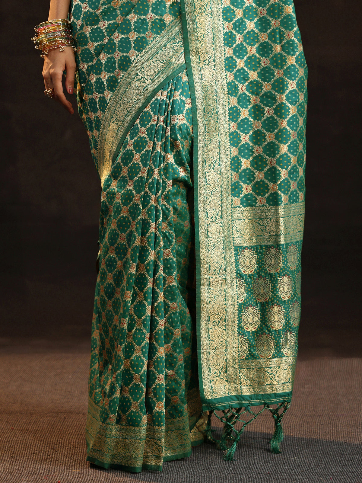 Anouk Teal Green Banarasi Silk Blend Saree