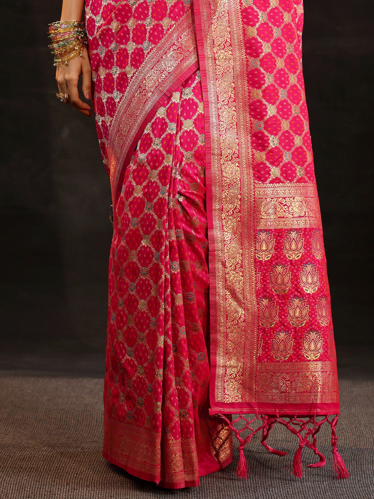 Anouk Rani Pink Banarasi Silk Blend Saree