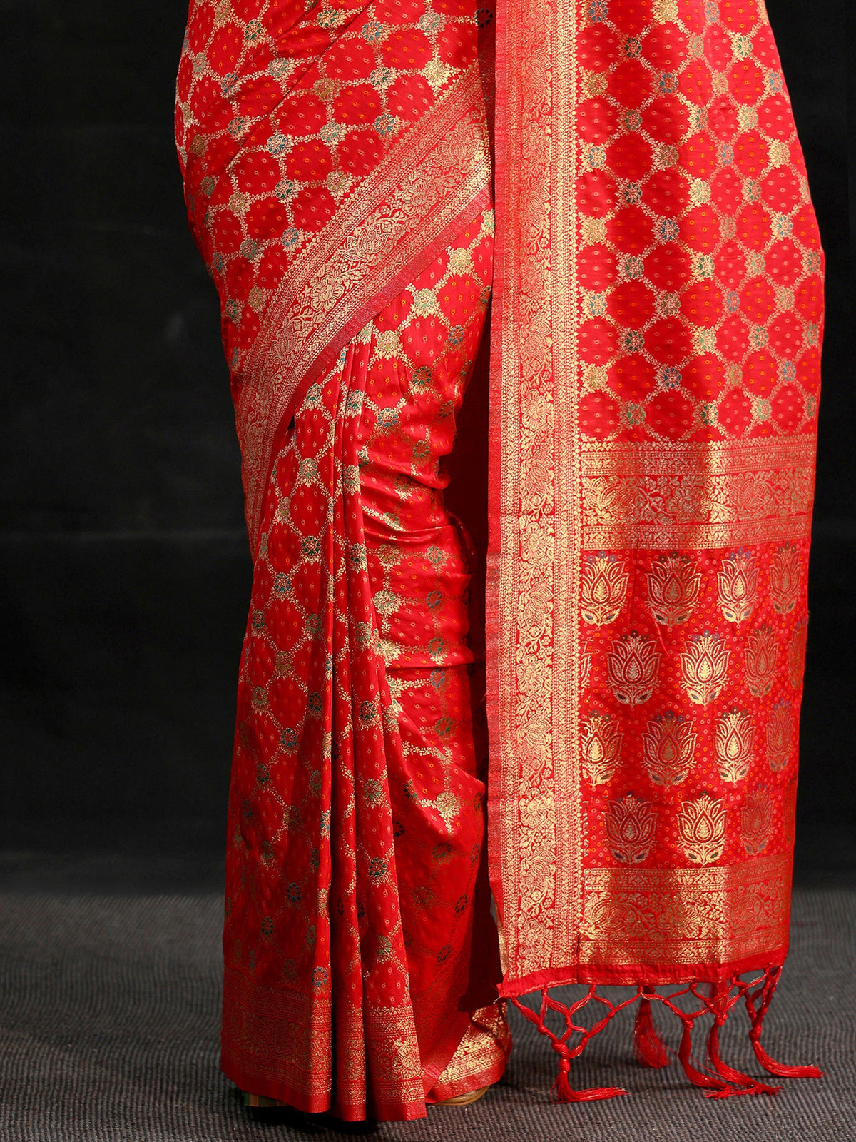 Anouk Vermilion Red Banarasi Silk Blend Saree