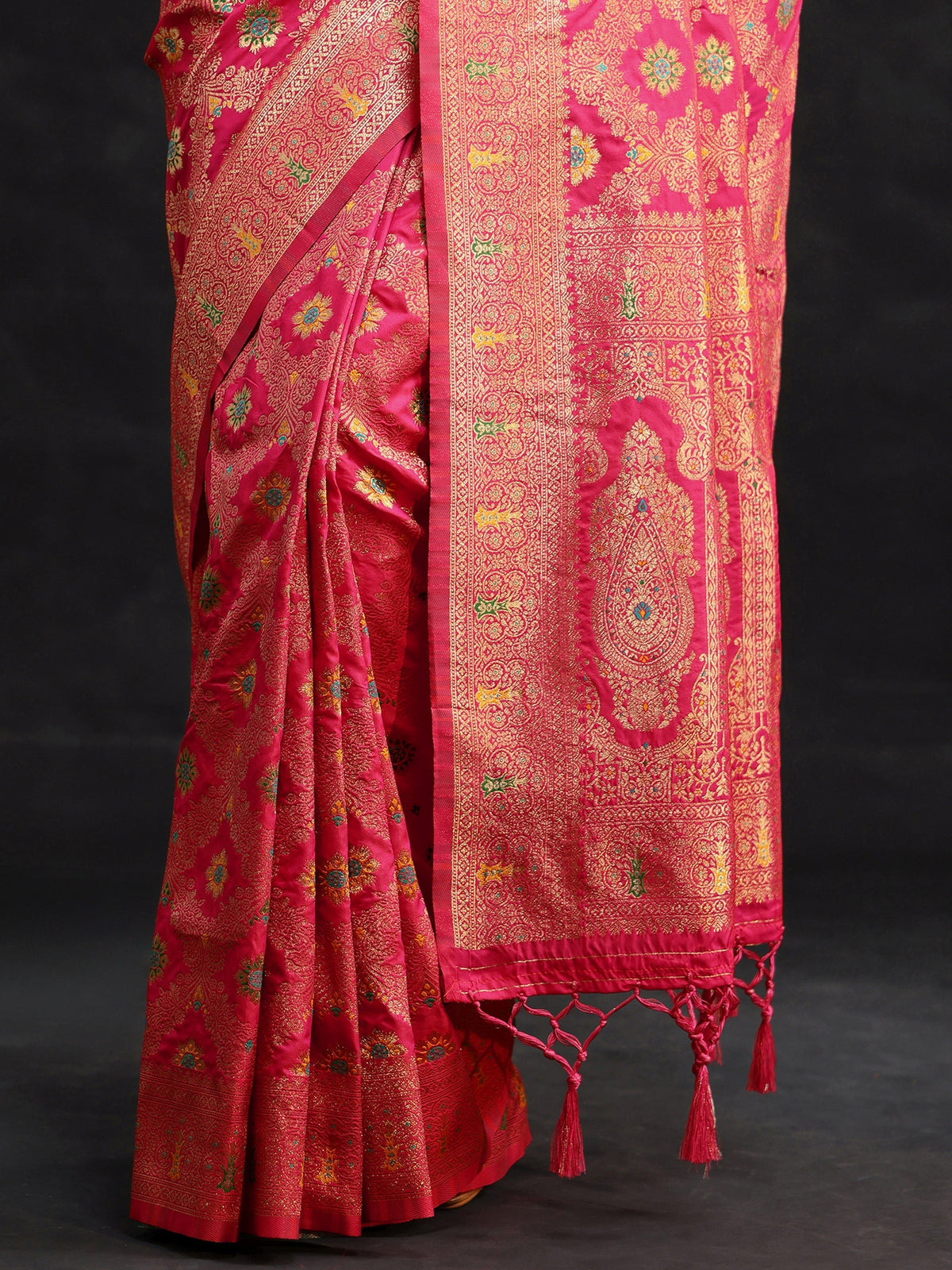 Anouk Rani Pink Meenakari Banarasi Silk Blend Saree