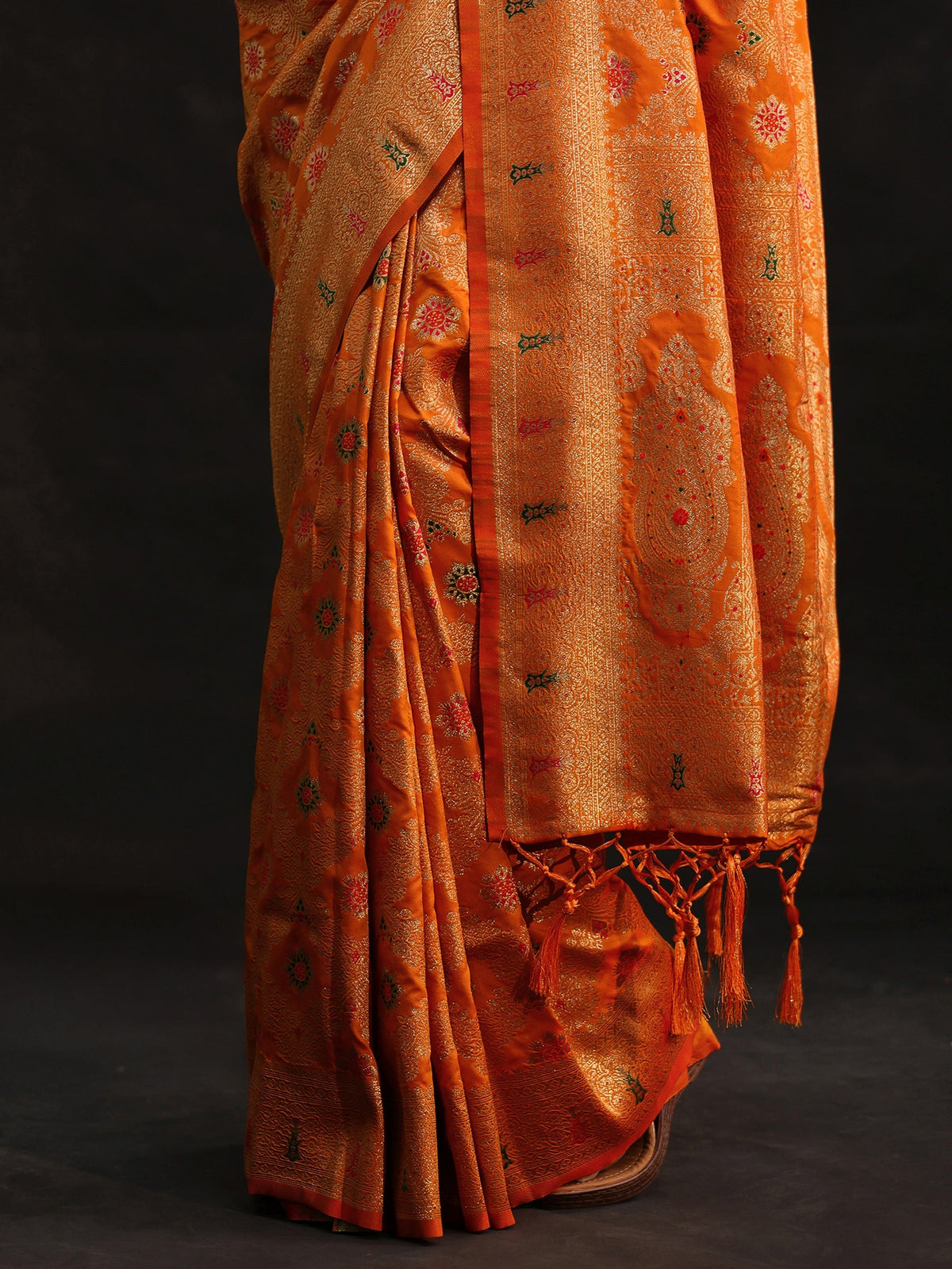 Anouk Orange Meenakari Banarasi Silk Blend Saree
