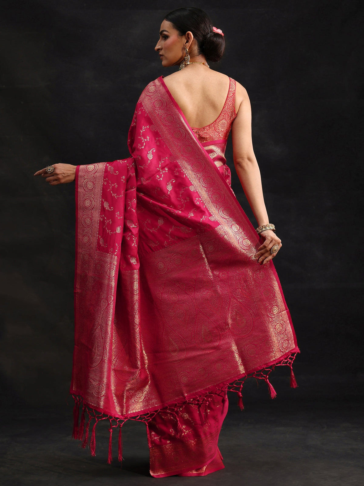 Anouk Rani Pink Banarasi Silk Blend Saree