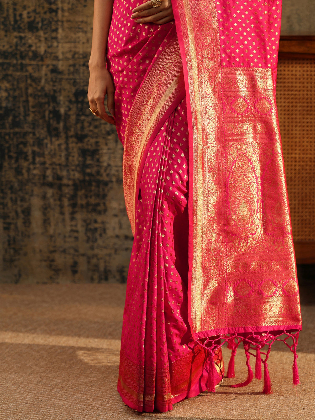 Anouk Rani Pink Banarasi Silk Blend Saree