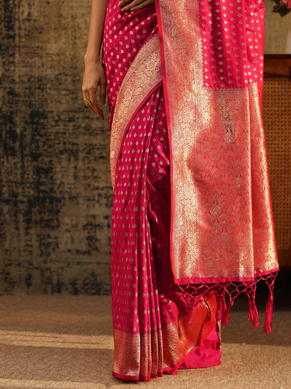 Anouk Rani Pink Banarasi Silk Blend Saree