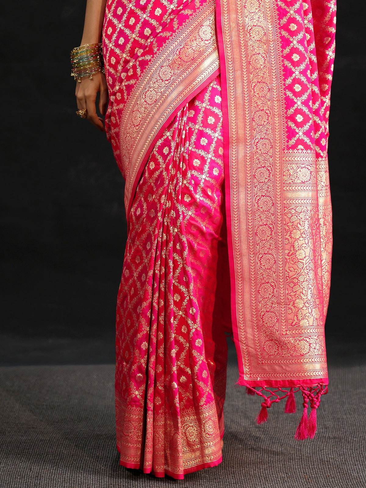 Anouk Rani Pink Banarasi Silk Blend Saree