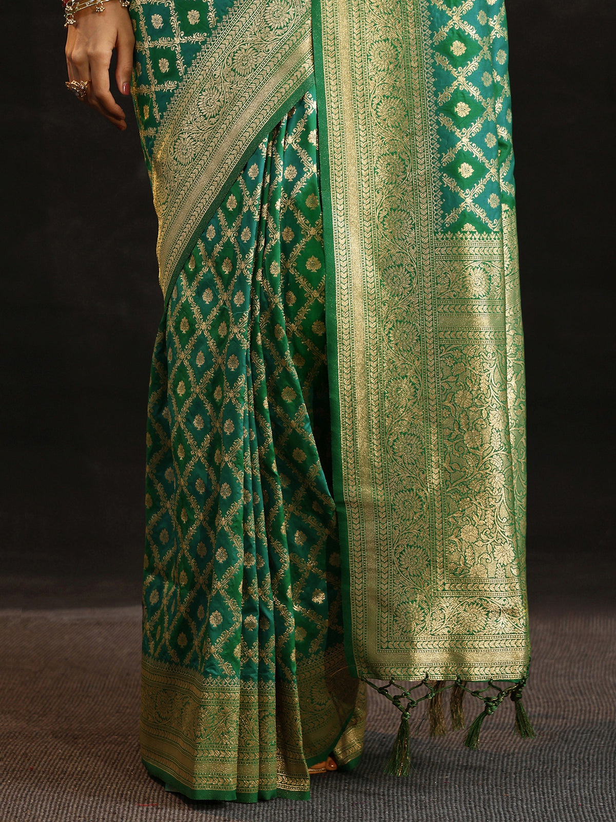 Anouk Sea Green Banarasi Silk Blend Saree