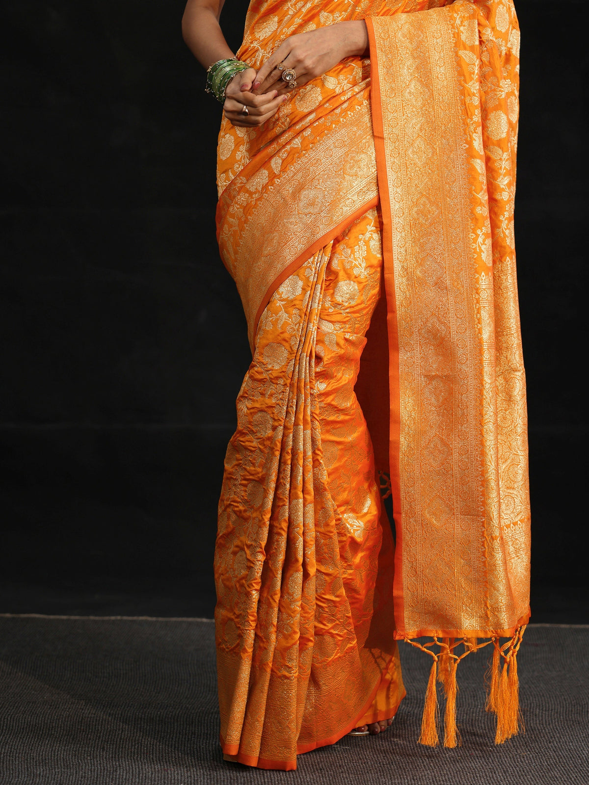 Anouk Orange Banarasi Silk Blend Saree
