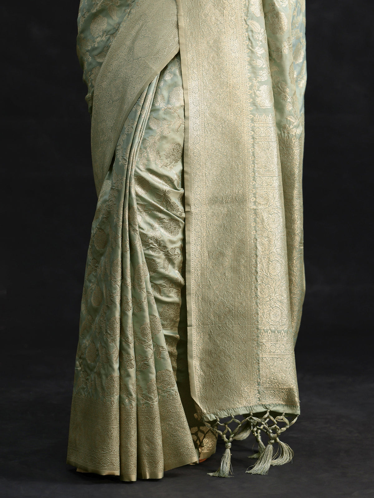 Anouk Mint Green Banarasi Silk Blend Saree
