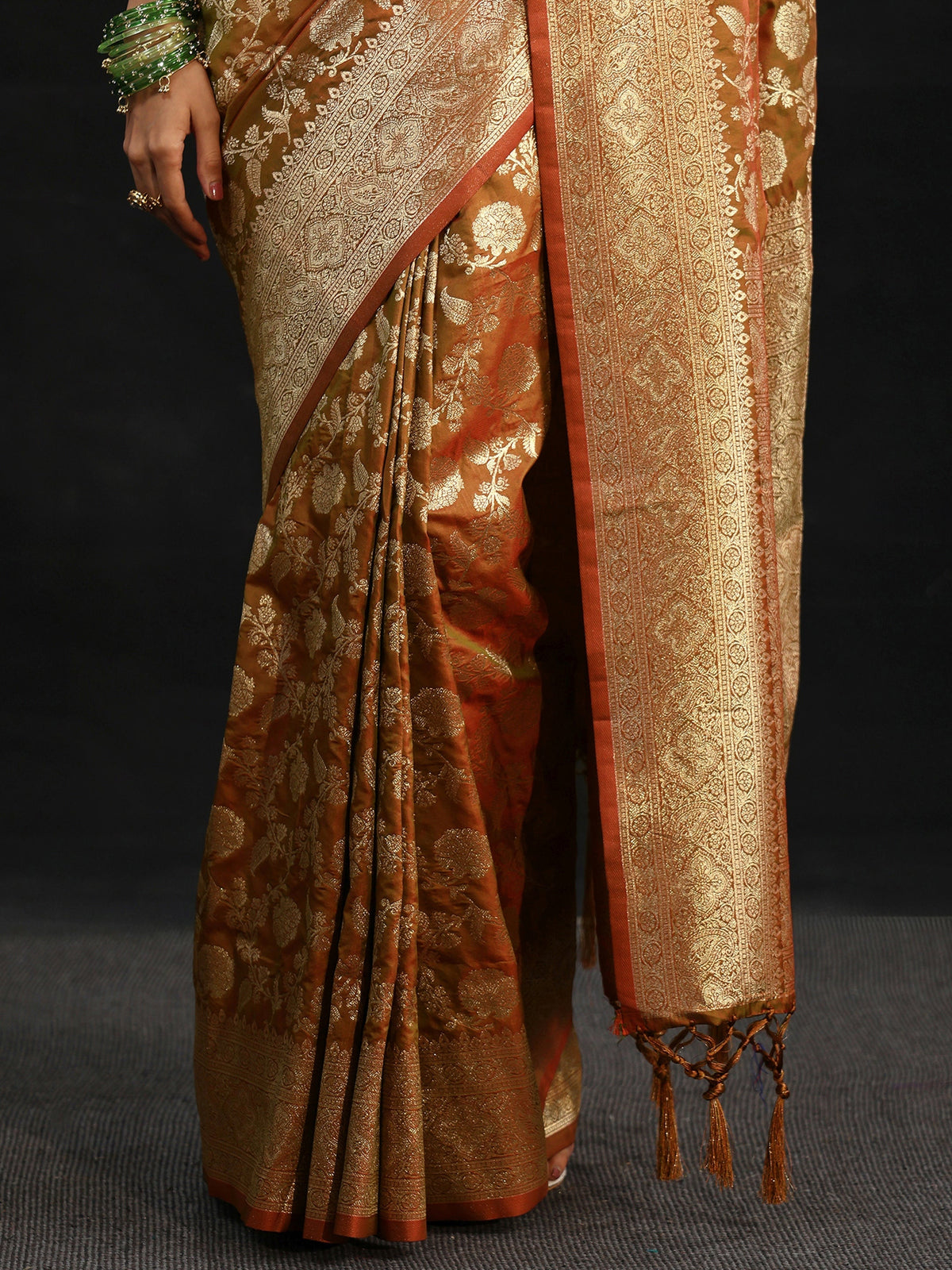 Anouk Rust Brown Banarasi Silk Blend Saree