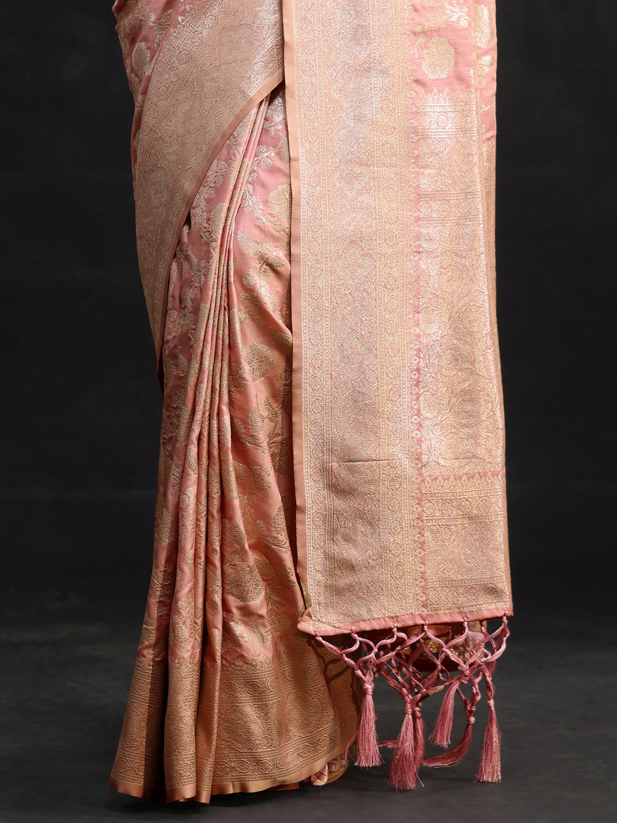 Anouk Baby Pink Banarasi Silk Blend Saree