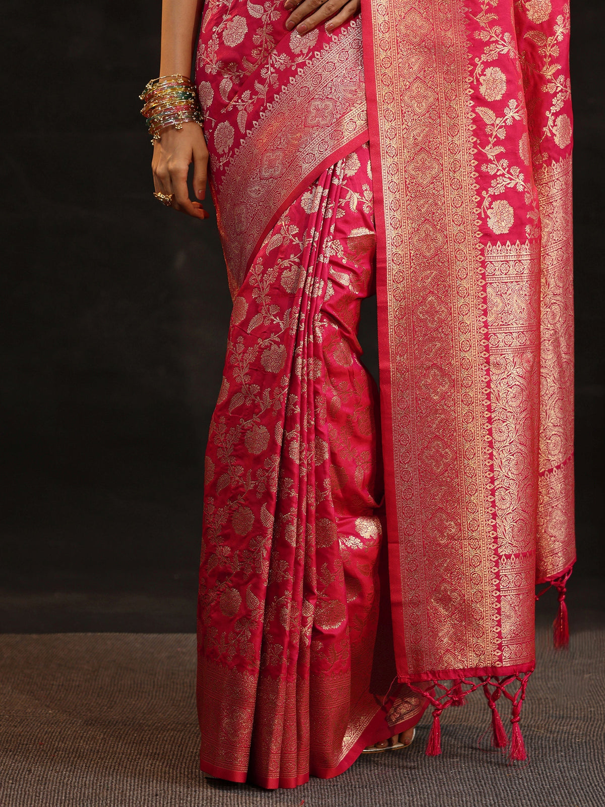 Anouk Rani Pink Banarasi Silk Blend Saree