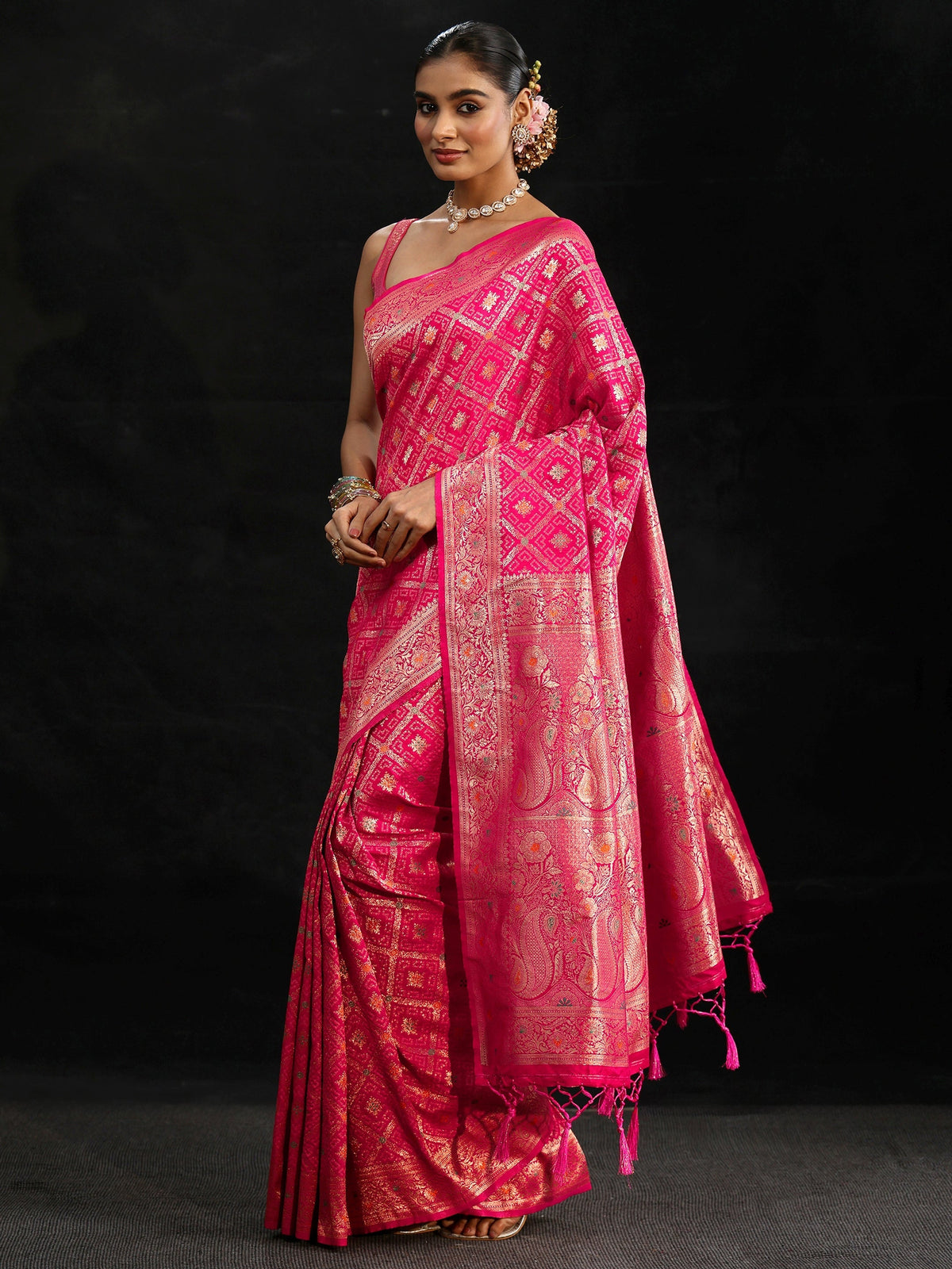 Anouk Rani Pink Gharchola Silk Blend Saree
