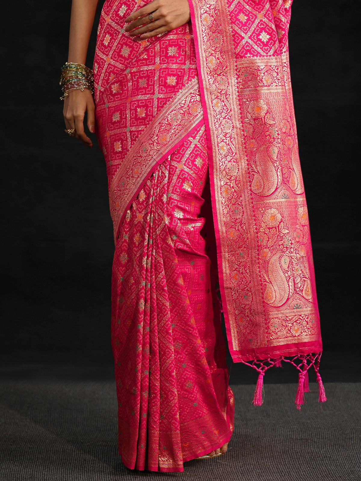 Anouk Rani Pink Gharchola Silk Blend Saree