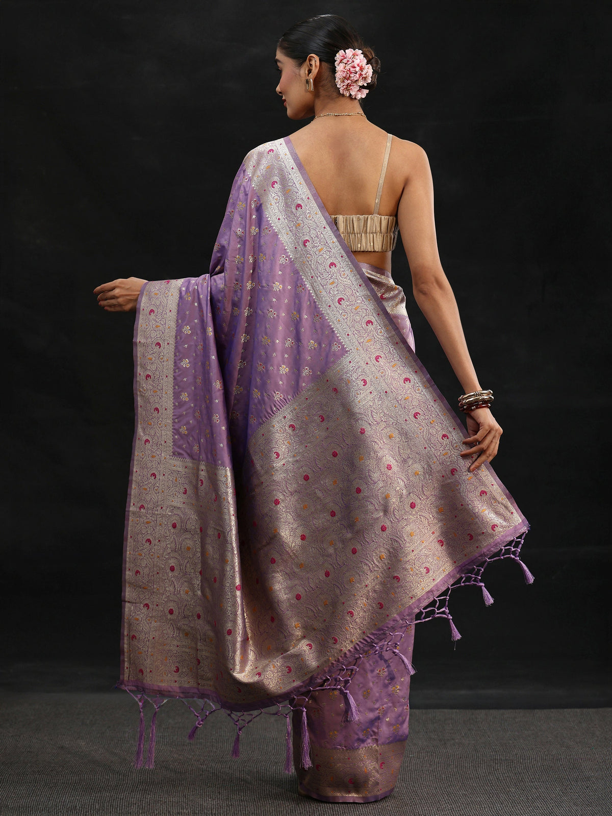 Anouk Lavender Banarasi Silk Blend Saree