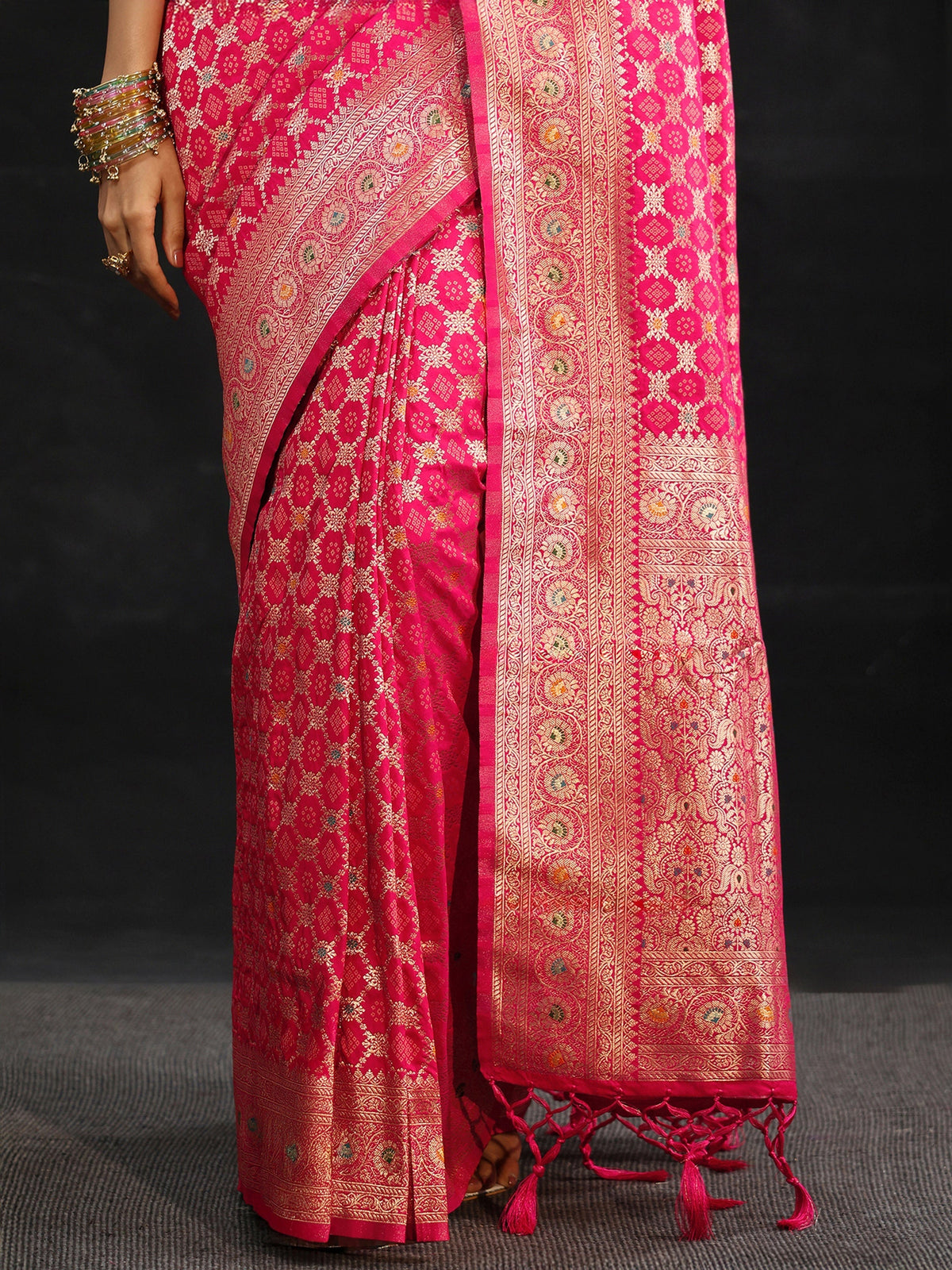 Anouk Rani Pink Banarasi Silk Blend Saree