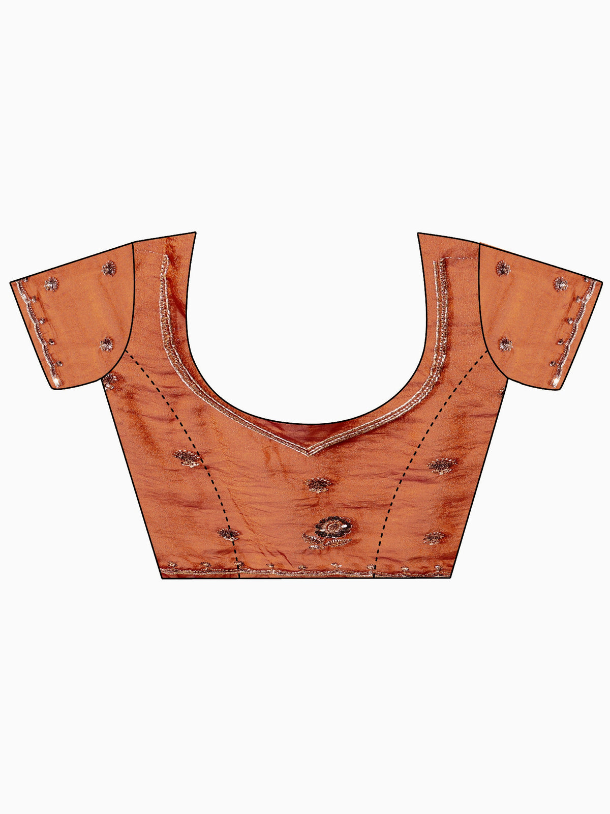Anouk Art Rust Brown Embellished Tissue Saree