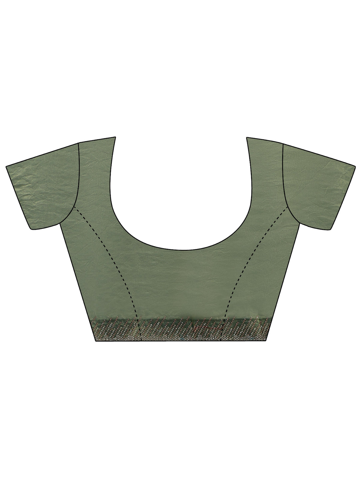 Anouk Olive Green Stone Work Striped Embellished Tissue Saree