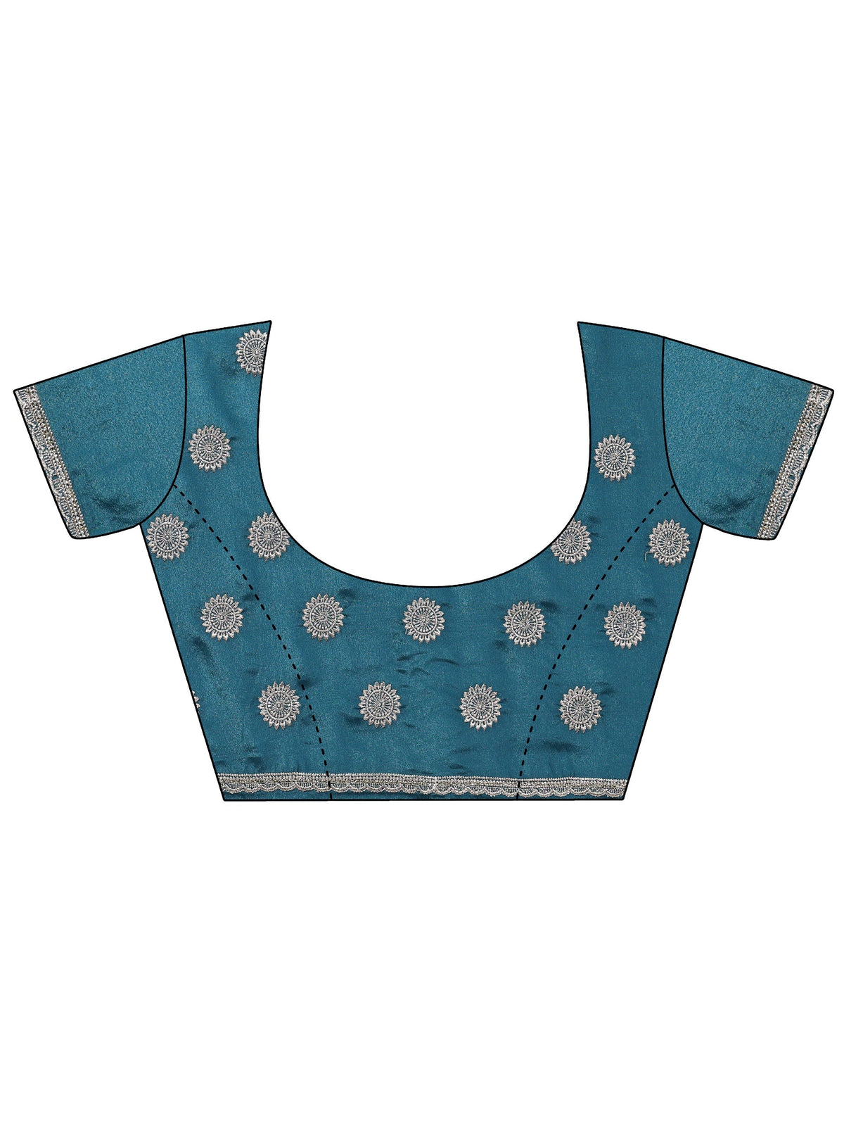 Anouk Slate Blue Satin Saree with Floral Embellishments