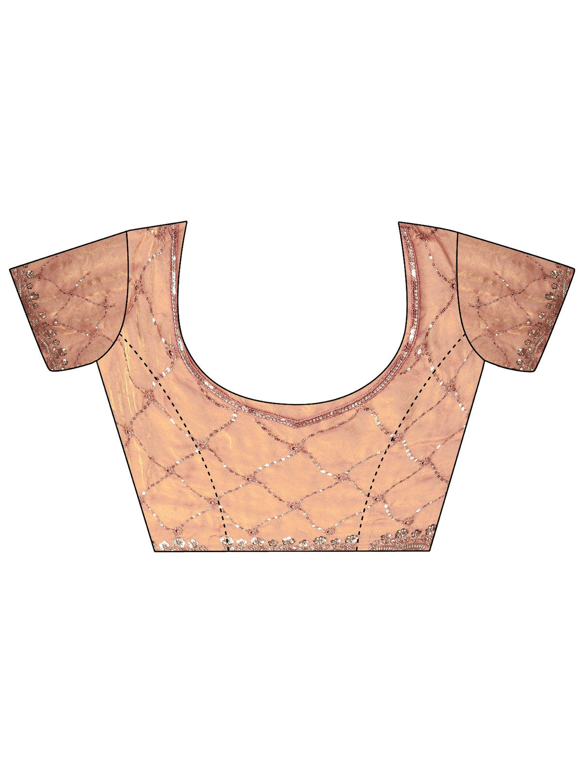 Anouk Art Peach Pink Embellished Tissue Saree