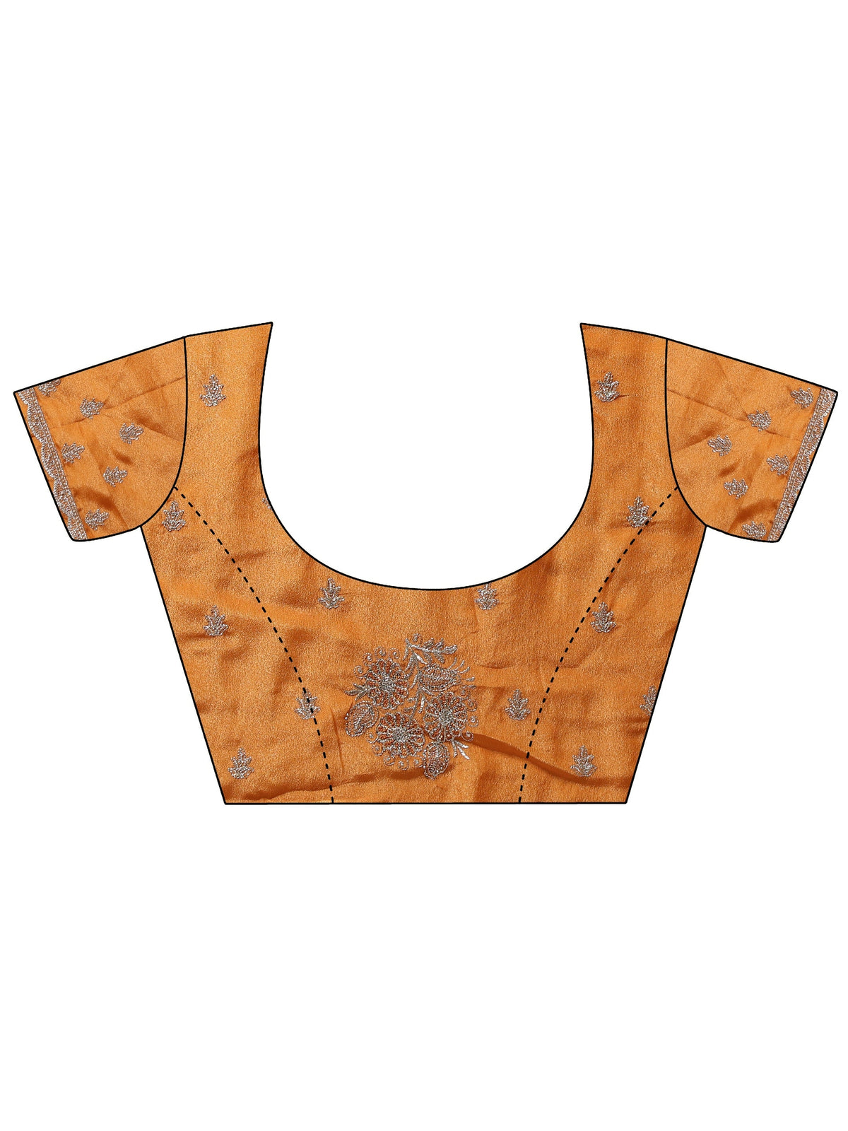 Anouk Burnt Orange Satin Saree with Embroidered Floral Motifs