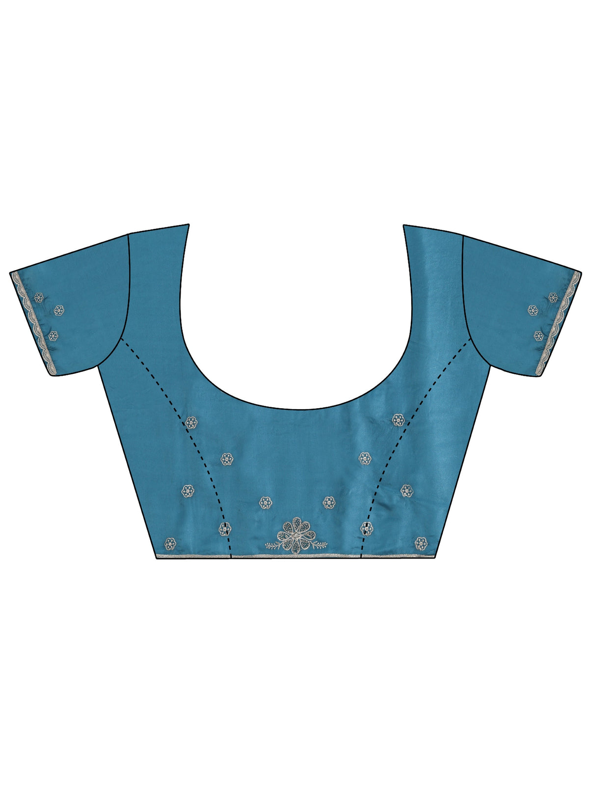 Anouk Cerulean Blue Floral Embroidered Satin Saree