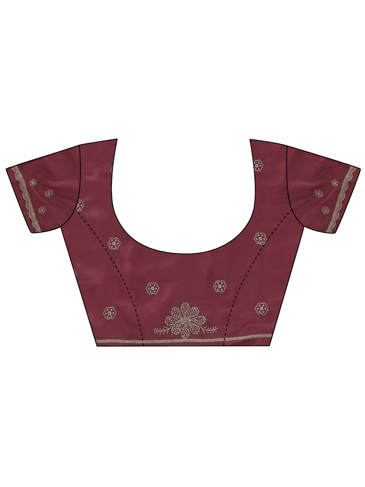 Anouk Mauve Floral Embroidered Satin Saree