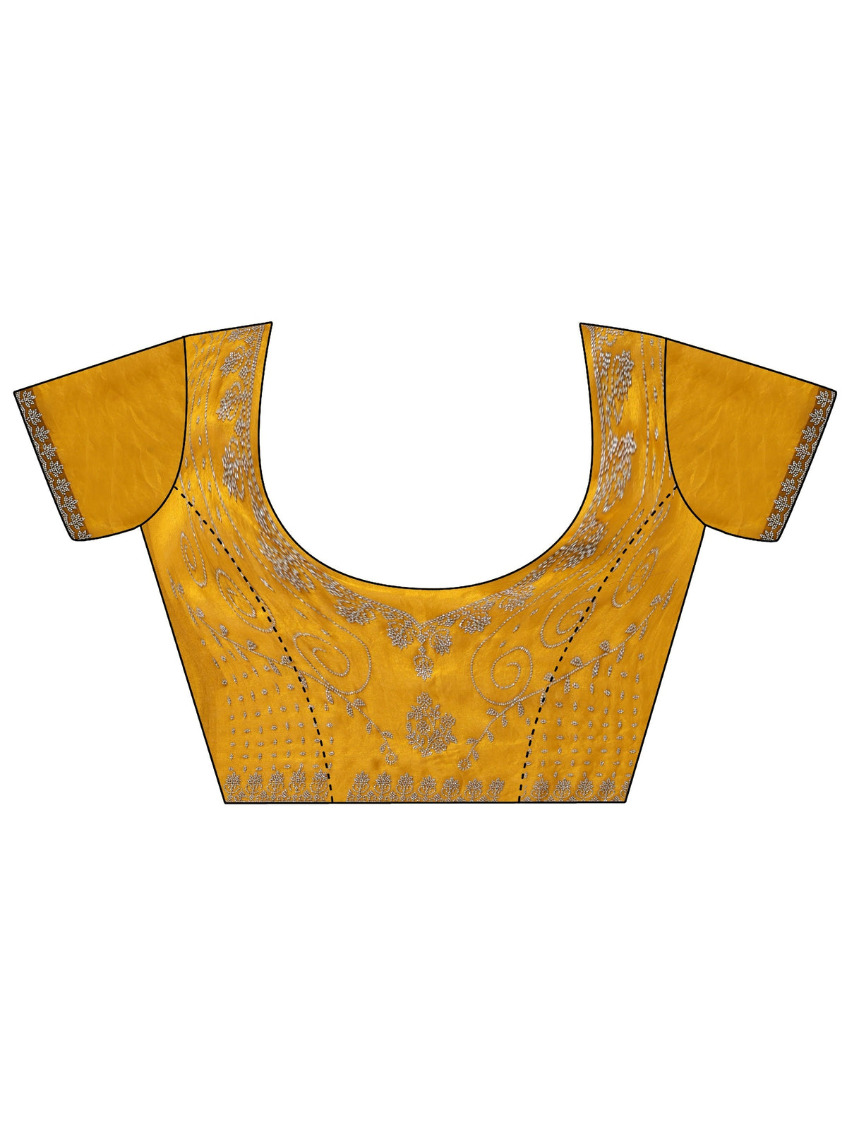 Anouk Mustard Yellow Tissue Saree with Stone Work Border