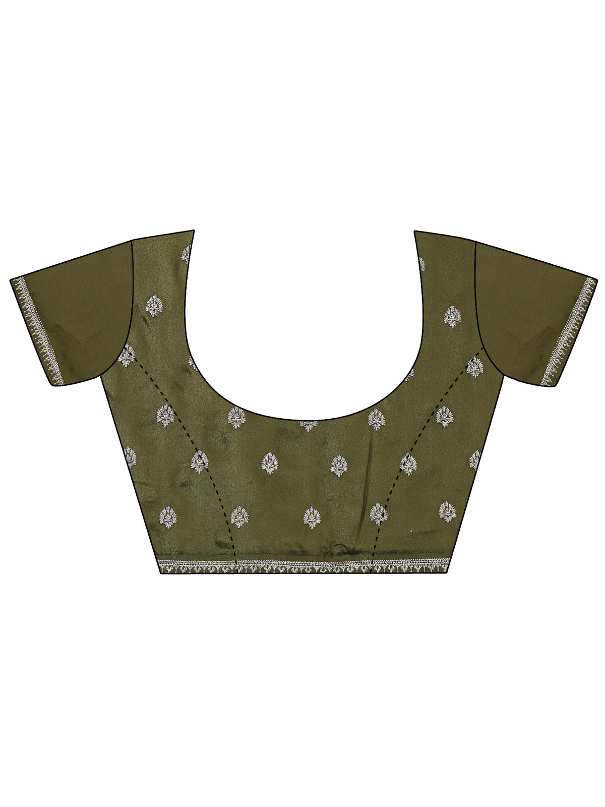 Anouk Leaf Green Embellished Satin Saree with Ethnic Motifs