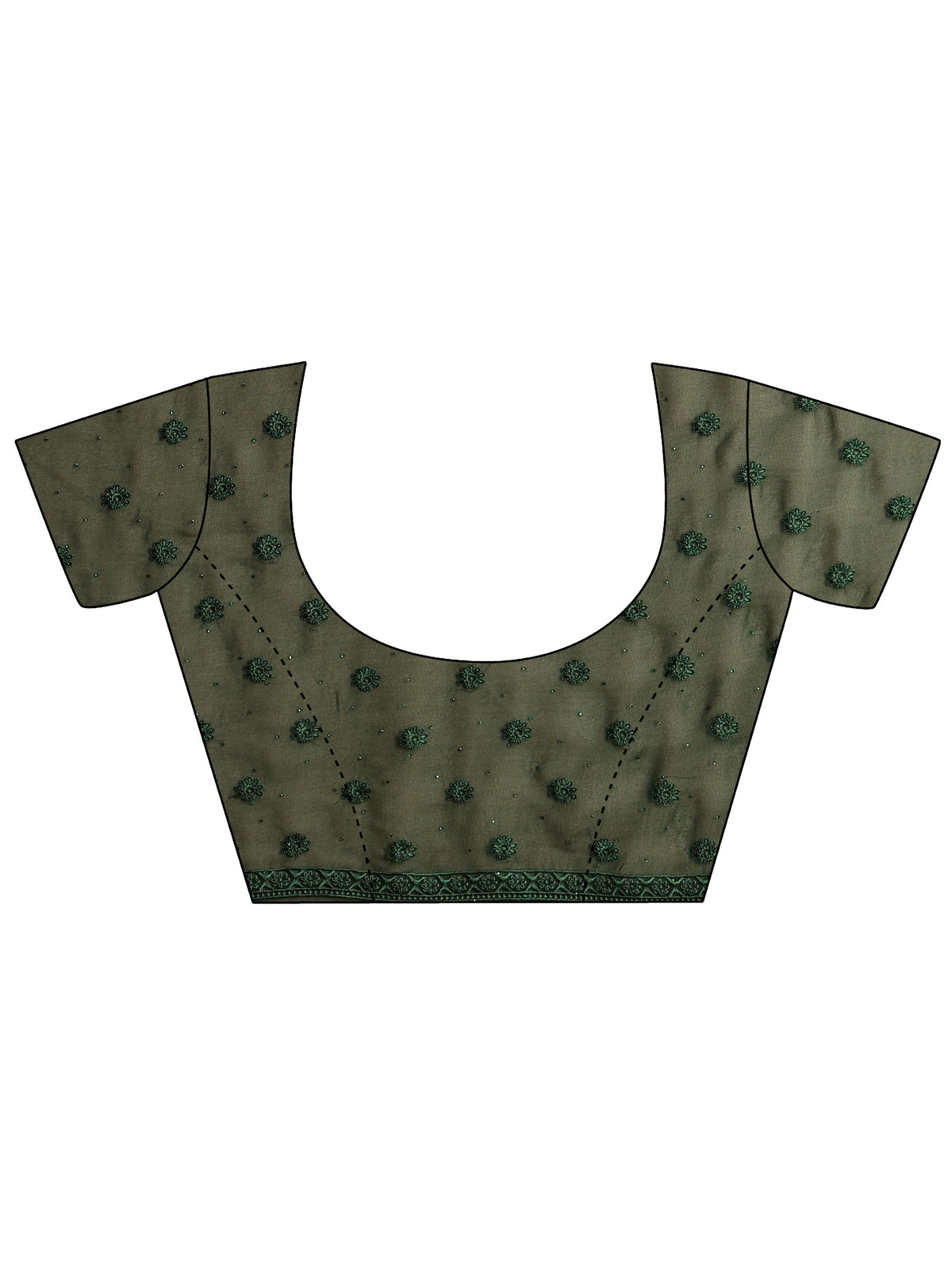 Anouk Art Bottle Green Embroidered Georgette Saree
