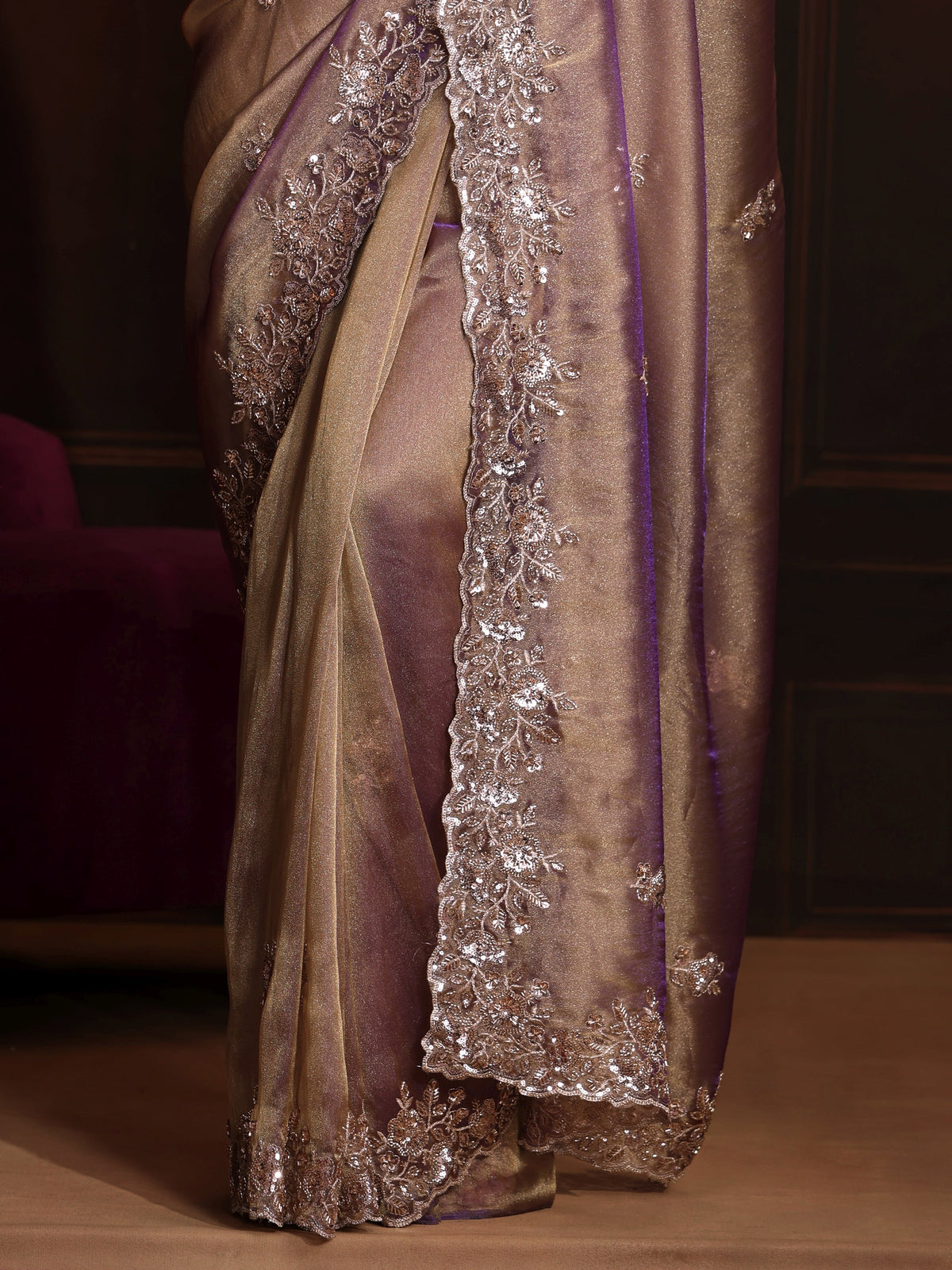 Anouk Art Lavender Embellished Organza Saree