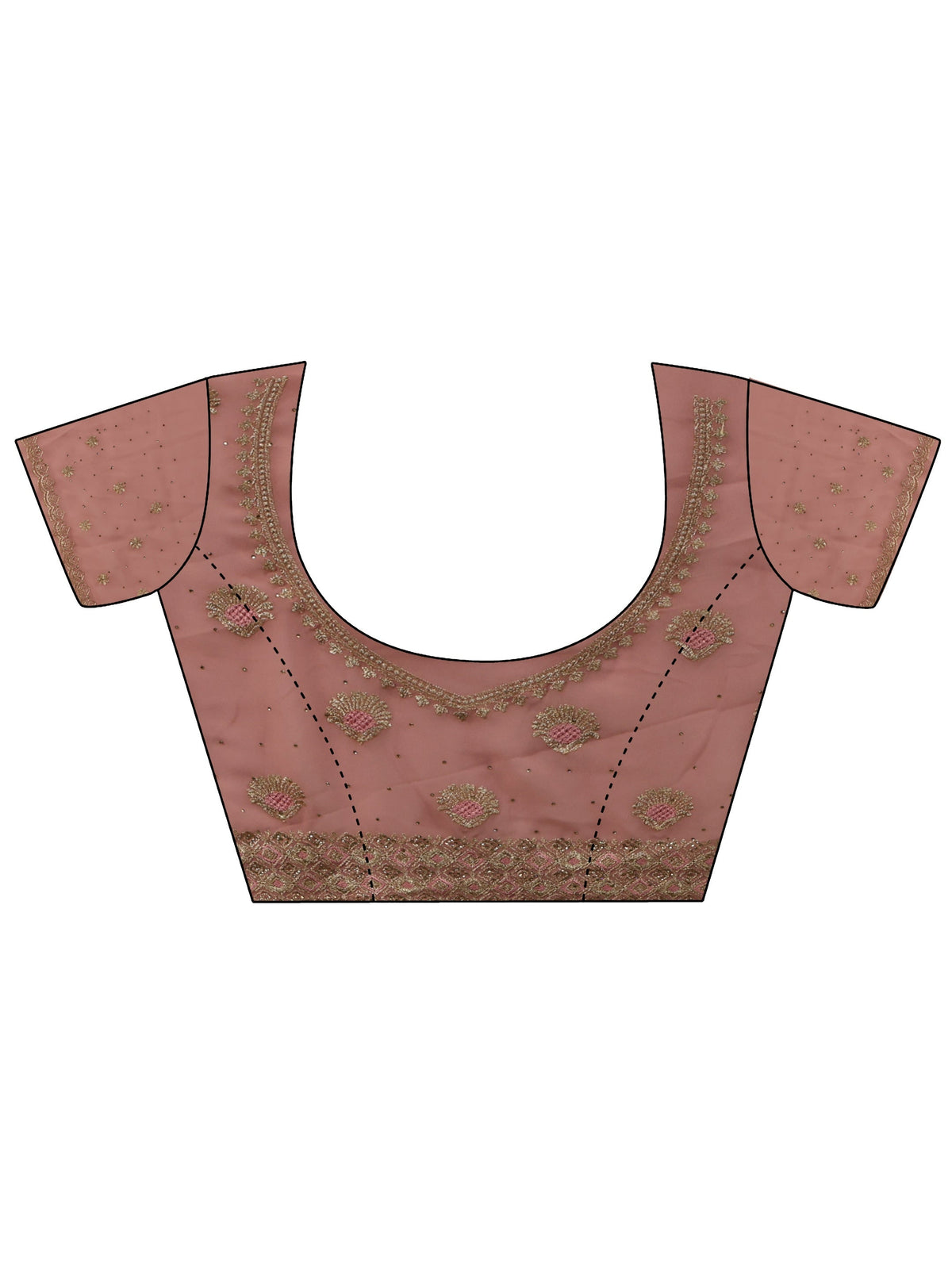 Anouk Baby Pink Floral Embroidered Georgette Saree