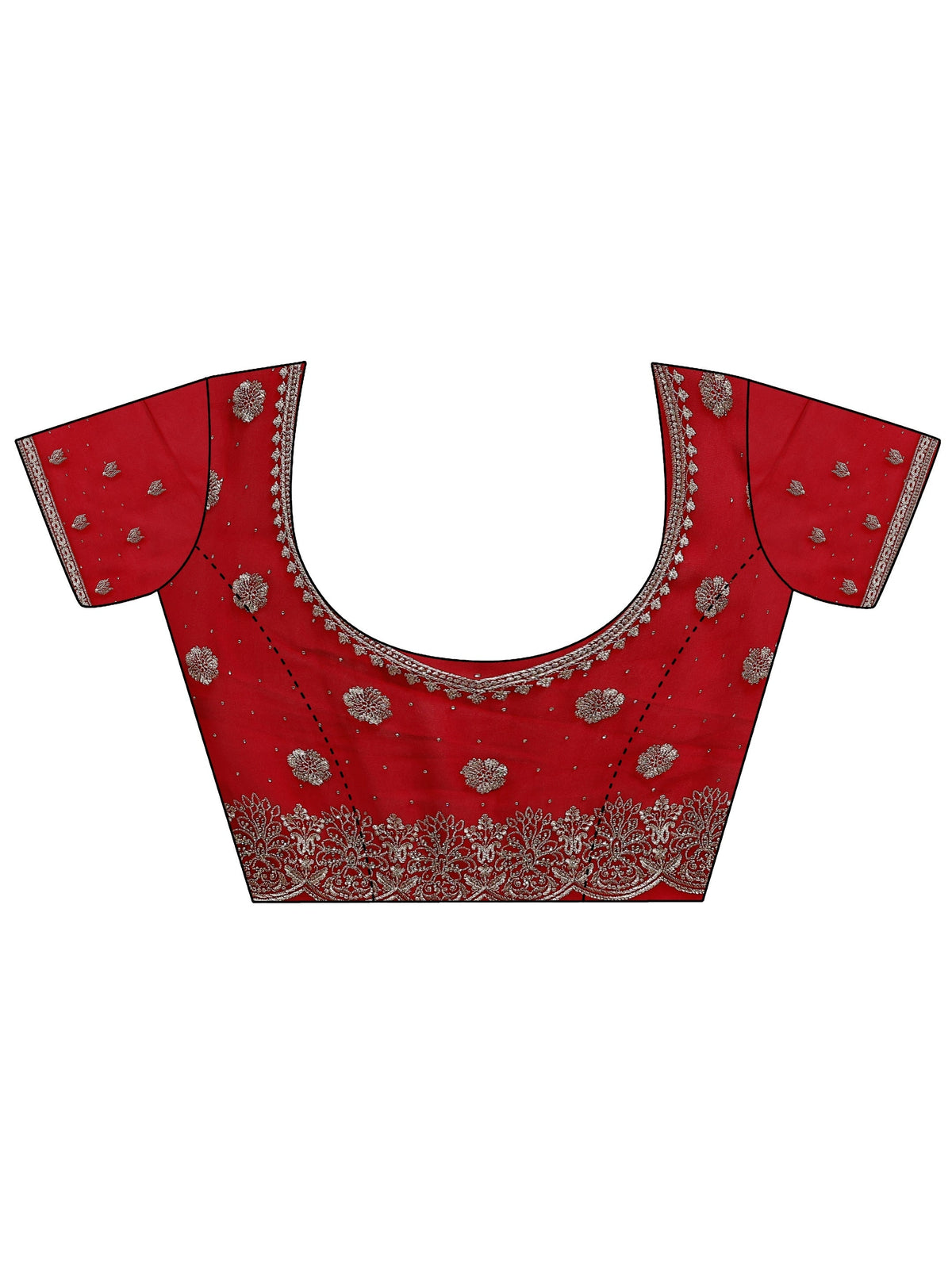 Anouk Red Floral Embroidered Georgette Saree