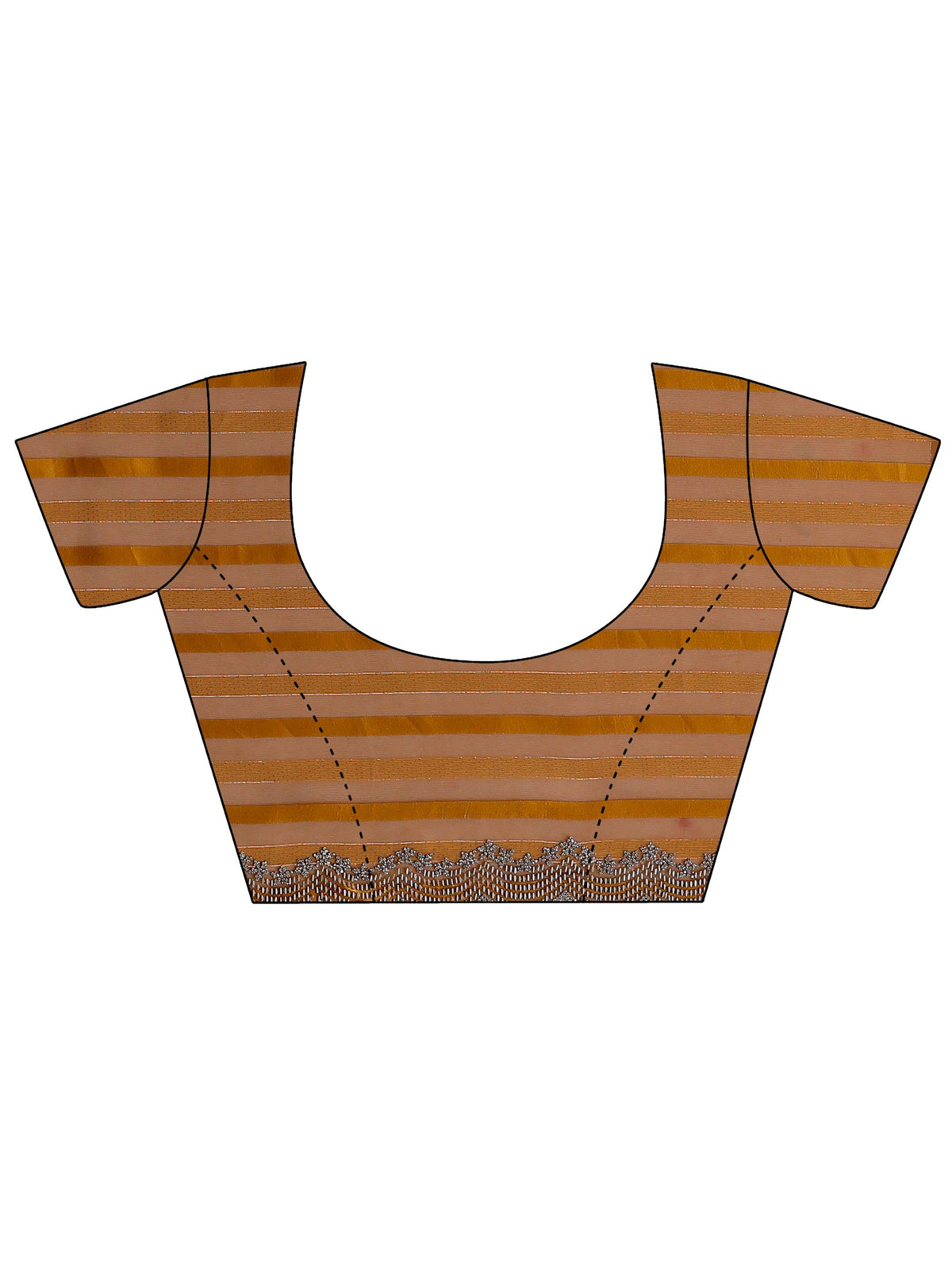 Anouk Mustard Striped Net Saree