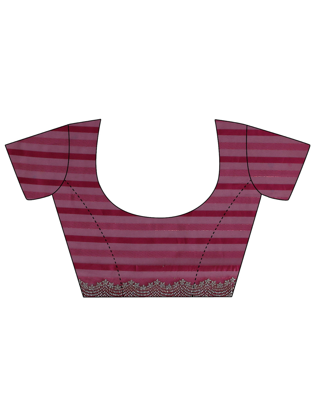 Anouk Burgundy Striped Net Saree