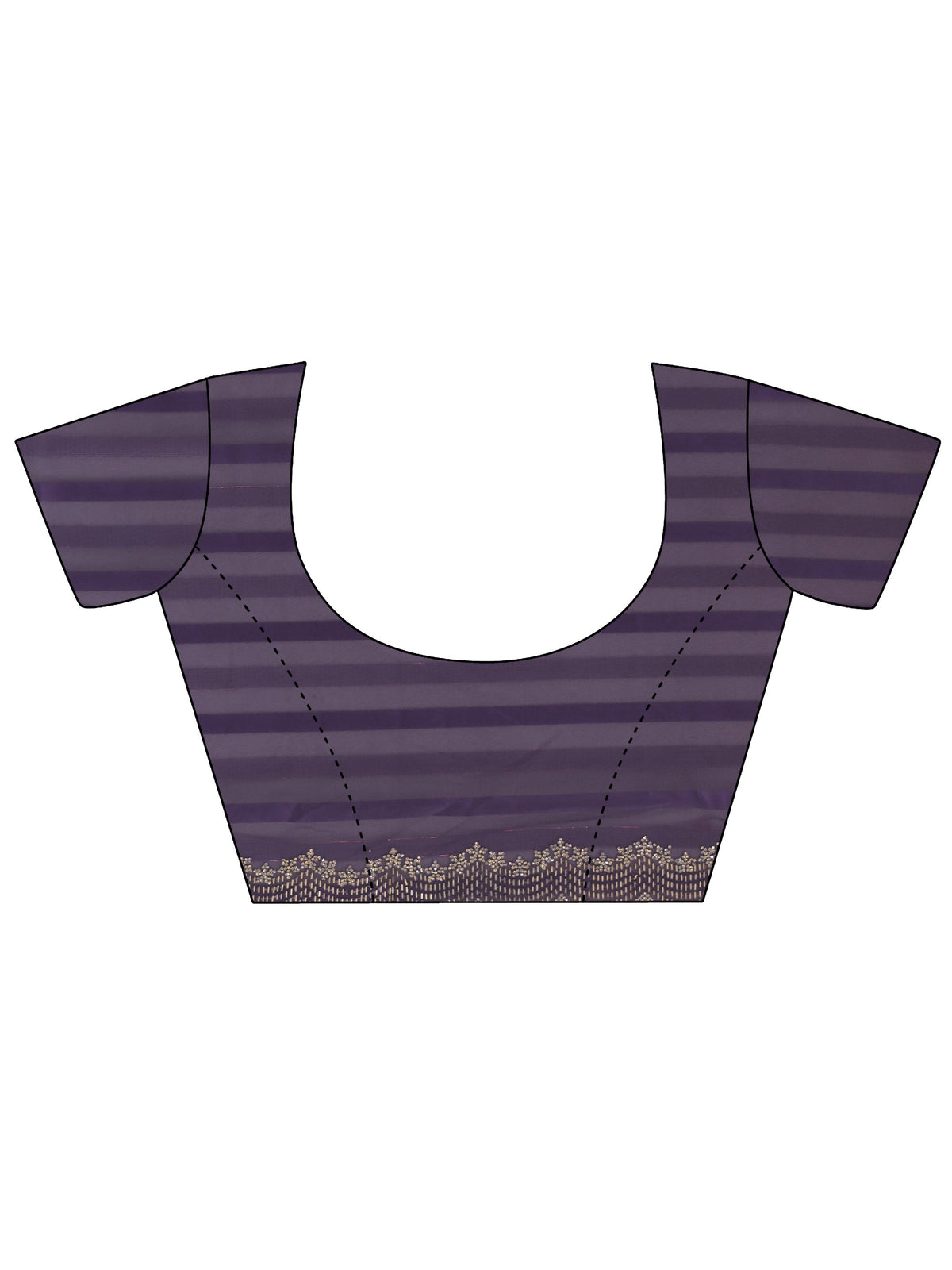 Anouk Purple Striped Embellished Net Saree