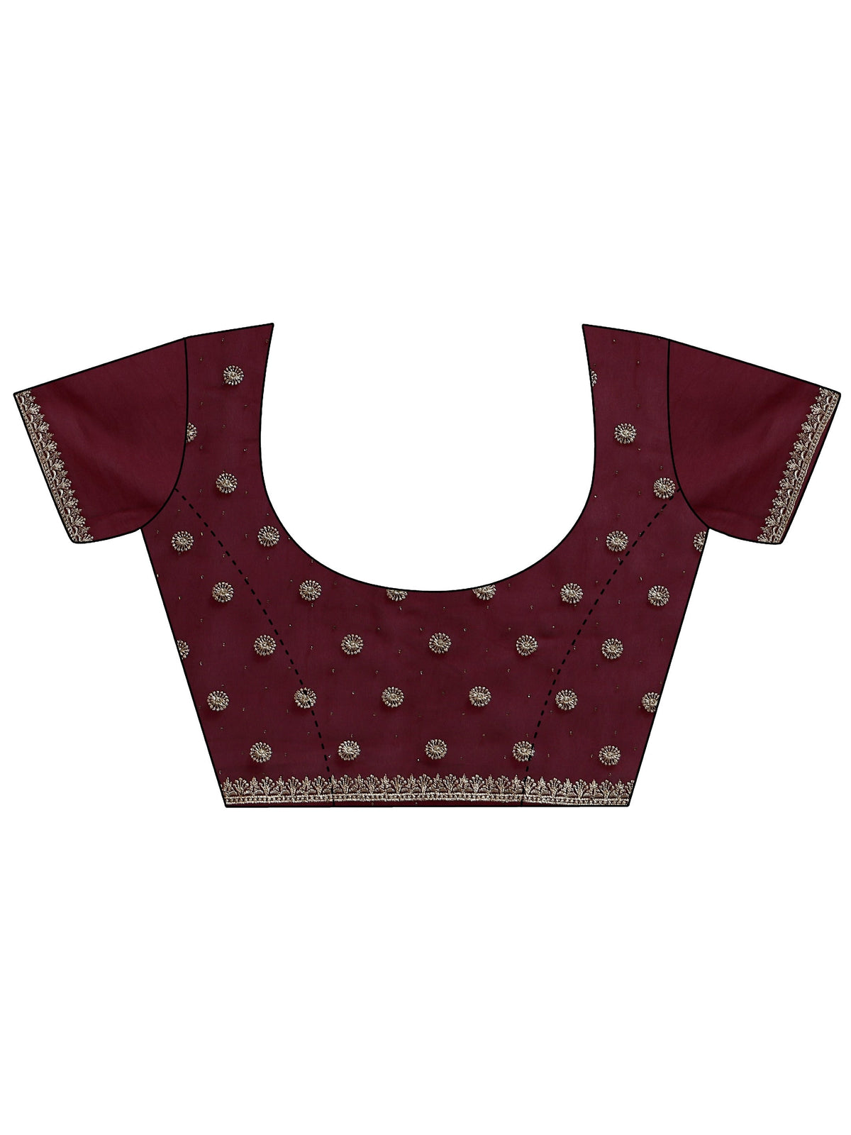 Anouk Burgundy Embroidered Georgette Saree