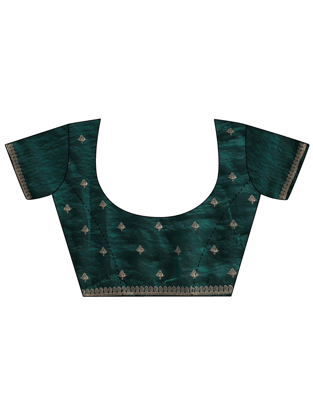 Anouk Dark Teal Green Embroidered Tissue Saree
