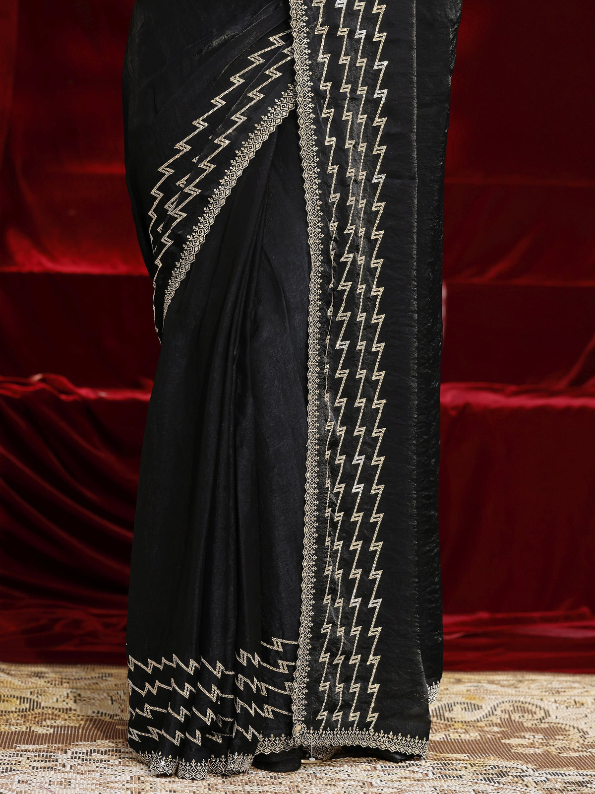 Anouk Black Solid Tissue Saree