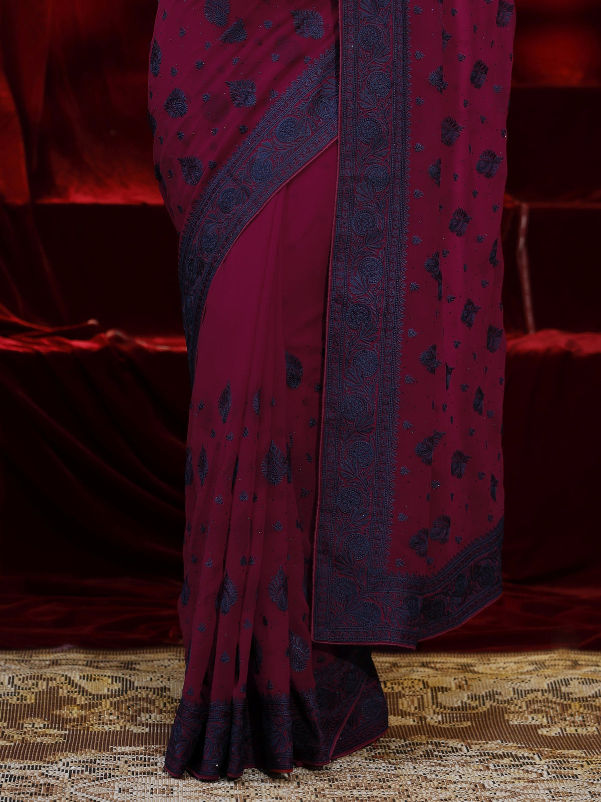Anouk Pink Embroidered Georgette Saree
